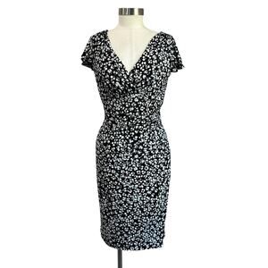 LAUREN Ralph Lauren Black Abstract Floral Surplice Dress Size 6